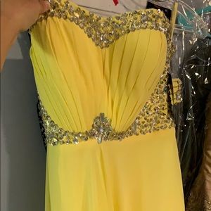 Yellow long prom dress